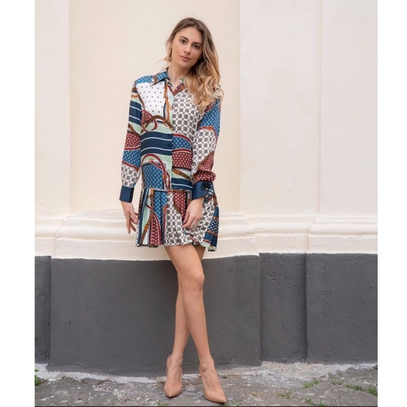 NWT ZARA Printed Dress Chain Print XS Blogger Fav - Picture 7 of 9